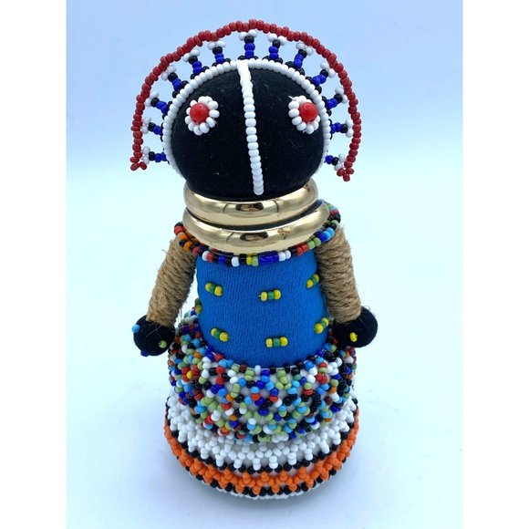 Ndebele Beaded Doll Tribal 6 1/2 Hand Crafted Art Africa Mopan South African Gol - Picture 1 of 6